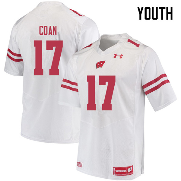 Wisconsin Badgers Youth #17 Jack Coan NCAA Under Armour Authentic White College Stitched Football Jersey LE40V01DY